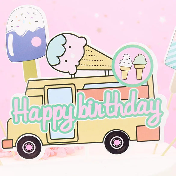 Birthday Cute Ice Cream Letter Paper Daily Party Flag