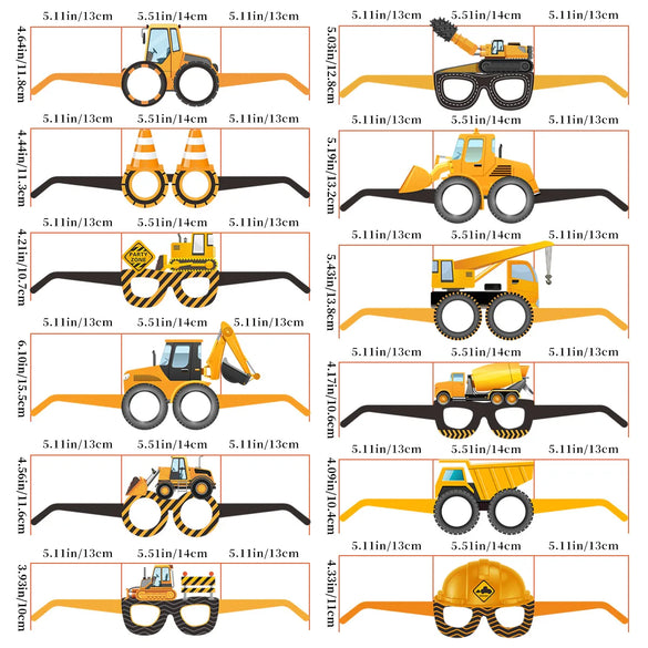 Birthday Cute Modern Style Excavator Paper Party Festival Glasses