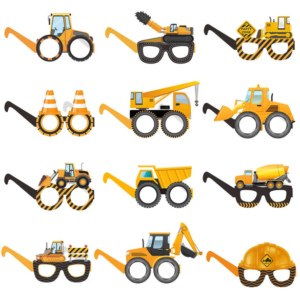Birthday Cute Modern Style Excavator Paper Party Festival Glasses
