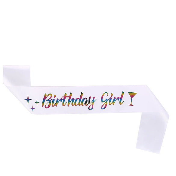 Birthday Girl Dance Party Shoulder Strap Etiquette Belt Purple Glitter Simple Style