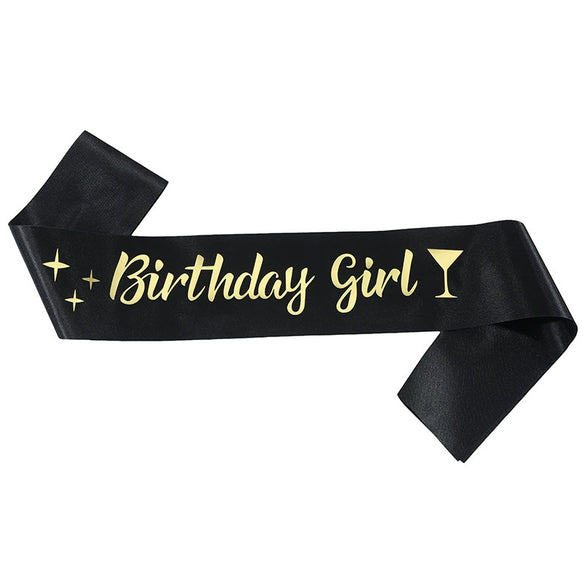 Birthday Girl Dance Party Shoulder Strap Etiquette Belt Purple Glitter Simple Style