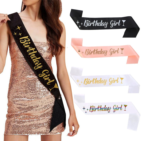 Birthday Girl Dance Party Shoulder Strap Etiquette Belt Purple Glitter Simple Style