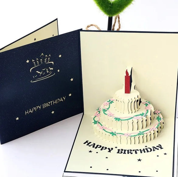 Birthday Greeting Card Music Light 3d 3d Cake Diy Handmade Gift High Sense Blessing Staff Card