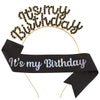 Birthday Hair Band Shoulder Belt Courtesy Belt Set Women's Headwear Hair Accessories Alloy Satin Glitter Cloth Electroplating Oil Dripping Hot Stamping