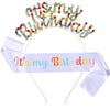 Birthday Hair Band Shoulder Belt Courtesy Belt Set Women's Headwear Hair Accessories Alloy Satin Glitter Cloth Electroplating Oil Dripping Hot Stamping