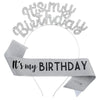 Birthday Hair Band Shoulder Belt Courtesy Belt Set Women's Headwear Hair Accessories Alloy Satin Glitter Cloth Electroplating Oil Dripping Hot Stamping
