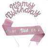 Birthday Hair Band Shoulder Belt Courtesy Belt Set Women's Headwear Hair Accessories Alloy Satin Glitter Cloth Electroplating Oil Dripping Hot Stamping