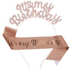 Birthday Hair Band Shoulder Belt Courtesy Belt Set Women's Headwear Hair Accessories Alloy Satin Glitter Cloth Electroplating Oil Dripping Hot Stamping