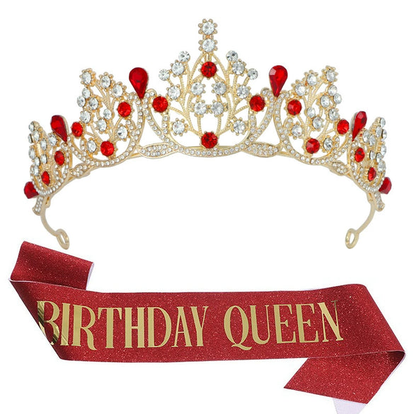 Birthday Party Crown Shoulder Strap Decorative Headdress Alloy Crystal Rhinestone Glitter Cloth Electroplating Hot Pet