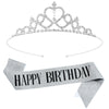 Birthday Party Crown Shoulder Strap 2 Piece Set Zinc Alloy Semimanual And Semimechanical Cloth Ribbon