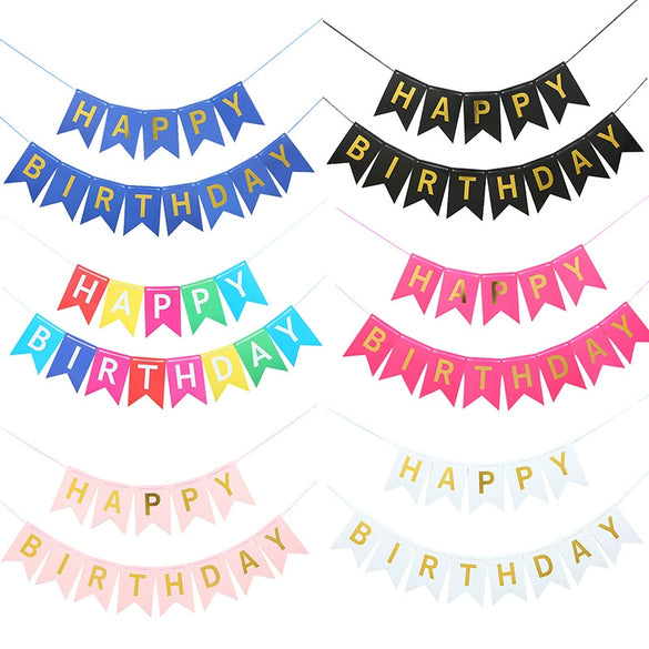 Birthday Party Supplies Paper Happy Birthday Flag Bunting Simple Style