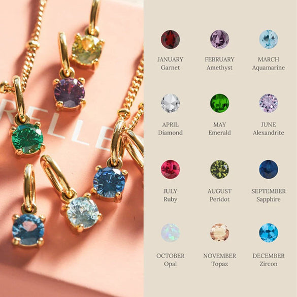 Birthstone Pendant Stainless Steel Geometric Crystal Electroplating Necklace