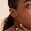 Birthstone Stud Earrings Geometric Style Titanium Steel Real Gold Electroplated For Women