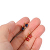 Birthstone Stud Earrings Geometric Style Titanium Steel Real Gold Electroplated For Women