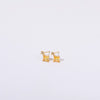 Birthstone Stud Earrings Geometric Style Titanium Steel Real Gold Electroplated For Women