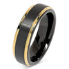 Black And Gold Brushed Tungsten Steel Geometric Ring Electroplated Unisex Fashion Jewelry Wholesale