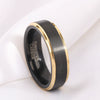 Black And Gold Brushed Tungsten Steel Geometric Ring Electroplated Unisex Fashion Jewelry Wholesale