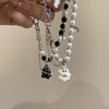 Black And White Ghost Beaded Bracelet In Electroplated Titanium Steel Cartoon Style Unisex Couple Jewelry
