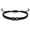 Black And White Heart Shaped Cord Braided Bracelet With Letter Design Hand Woven Simple Unisex Couple Bracelet