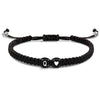 Black And White Heart Shaped Cord Braided Bracelet With Letter Design Hand Woven Simple Unisex Couple Bracelet