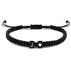 Black And White Heart Shaped Cord Braided Bracelet With Letter Design Hand Woven Simple Unisex Couple Bracelet