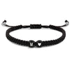 Black And White Heart Shaped Cord Braided Bracelet With Letter Design Hand Woven Simple Unisex Couple Bracelet
