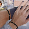 Black And White Heart Shaped Cord Braided Bracelet With Letter Design Hand Woven Simple Unisex Couple Bracelet
