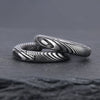 Black Electroplated Damascus Steel Round Earrings With Stainless Steel Ear Posts Minimalist Geometric Unisex Jewelry