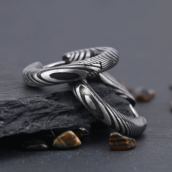 Black Electroplated Damascus Steel Round Earrings With Stainless Steel Ear Posts Minimalist Geometric Unisex Jewelry