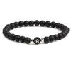 Black Frosted Volcanic Stone Beaded Bracelet With English Letter Pattern Electroplated