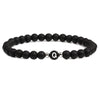 Black Frosted Volcanic Stone Beaded Bracelet With English Letter Pattern Electroplated