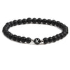 Black Frosted Volcanic Stone Beaded Bracelet With English Letter Pattern Electroplated