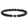Black Frosted Volcanic Stone Beaded Bracelet With English Letter Pattern Electroplated