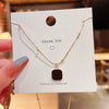 Black Geometric Square Alloy Necklace For Women Fashion Clavicle Chain With Electroplated Elegant Cold Style Design
