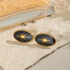 Black Gold Classic Star Oval Women's Stainless Steel Earrings And Ring With Electroplating Design