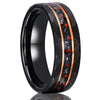 Black Tungsten Steel Ring With Dinosaur Fossil Inlay Electroplated Minimalist Geometric Unisex Jewelry