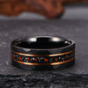 Black Tungsten Steel Ring With Dinosaur Fossil Inlay Electroplated Minimalist Geometric Unisex Jewelry