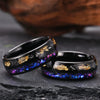 Black Tungsten Steel Ring With Gold Foil Inlay Minimalist Geometric Electroplated Design For Men And Women