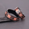 Black Tungsten Steel Ring With Hammered Texture And Imitation Meteorite Inlay Rose Gold Electroplated Minimalist Geometric Band