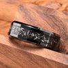 Black Tungsten Steel Ring With Smooth Surface Beveled Edges And Imitation Meteorite Fragment Inlay Minimalist Geometric Unisex Jewelry