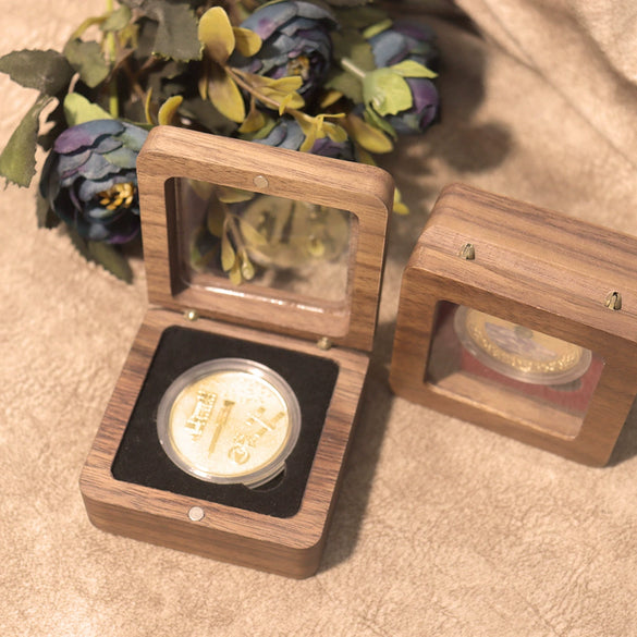 Black Walnut Collection Storage Box For Commemorative Coins Medals Badges And Banknotes Display Case Organizer Gift