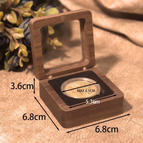 Black Walnut Collection Storage Box For Commemorative Coins Medals Badges And Banknotes Display Case Organizer Gift