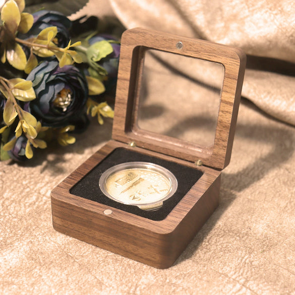 Black Walnut Collection Storage Box For Commemorative Coins Medals Badges And Banknotes Display Case Organizer Gift
