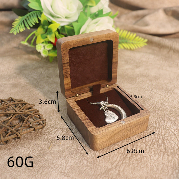 Black Walnut Wood Jewelry Packaging Box With Flannel Lining For Bracelet Necklace And Small Pendant