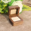 Black Walnut Wooden Jewelry Ring Box With Flannel Lining Square Carved Gift Box For Proposal And Wedding