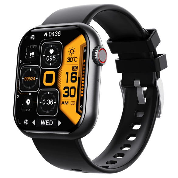 Blood Glucose And Oxygen Monitoring Bracelet With Bluetooth Call Siri Voice Assistant Silicone Wristband Rectangular Dial Sports Strap Style