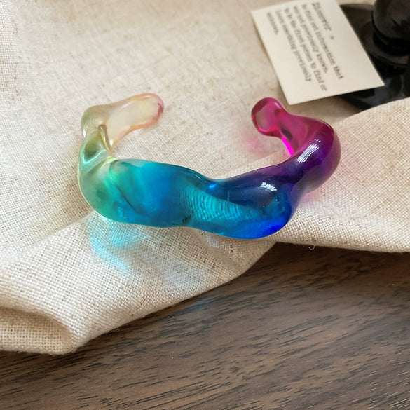 Blooming Irregular Geometric Resin Acrylic Bracelet With Dripping Oil Processing Fashion Light Luxury Jewelry