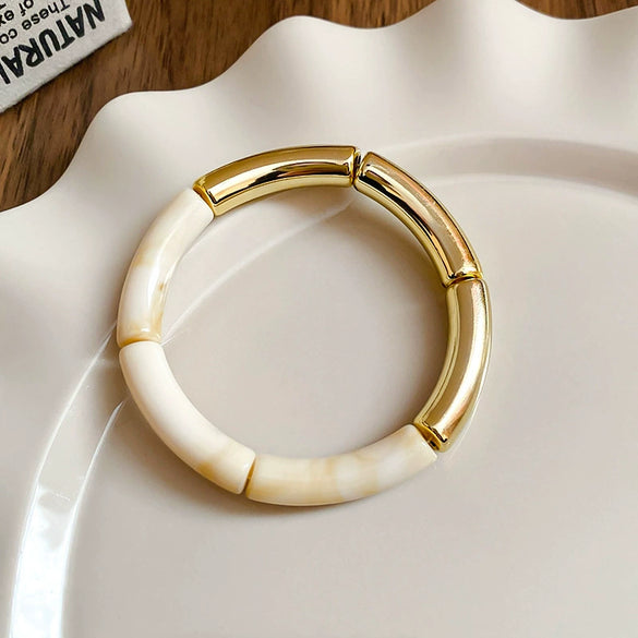 Blooming Irregular Geometric Resin Acrylic Bracelet With Dripping Oil Processing Fashion Light Luxury Jewelry