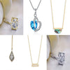 Blue And Purple Crystal Heart Pendant Necklace Geometric Alloy Design With Electroplated Finish And Girly Twotone Style