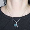 Blue And Purple Crystal Heart Pendant Necklace Geometric Alloy Design With Electroplated Finish And Girly Twotone Style